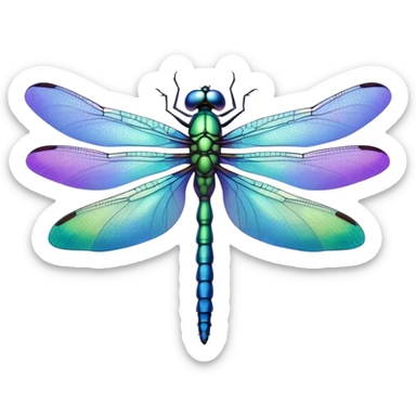 Blue, green and purple dragonfly sticker
