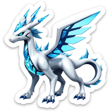 Futuristic Kyurem-reshiram-Glaceon-dialga-suicune-hybrid, full body sticker
