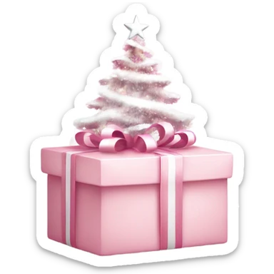 Light pink Christmas gifts under a white Christmas tree  sticker