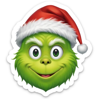 the grinch wearing a Santa hat sticker