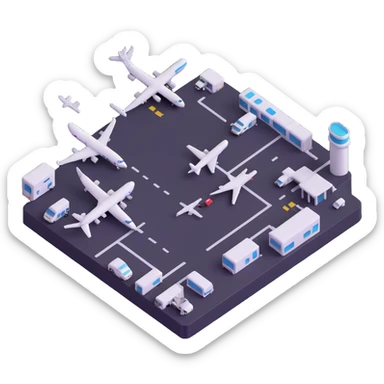 international airport with multiple terminals sticker