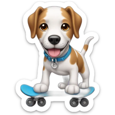 Un perro montado en patines sticker