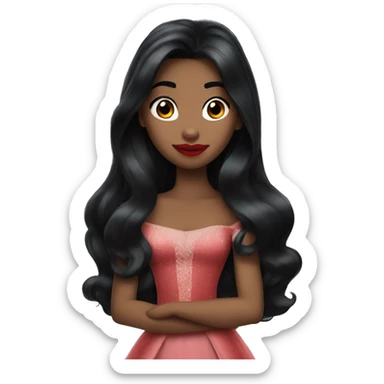 Disney Princess Black Long hair red lips sticker