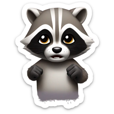 Angry racoon with his fist up sticker