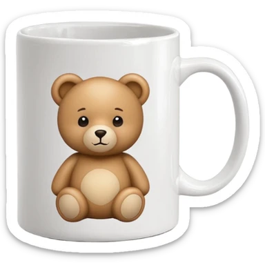 white mug with a teddy bear pattern sticker