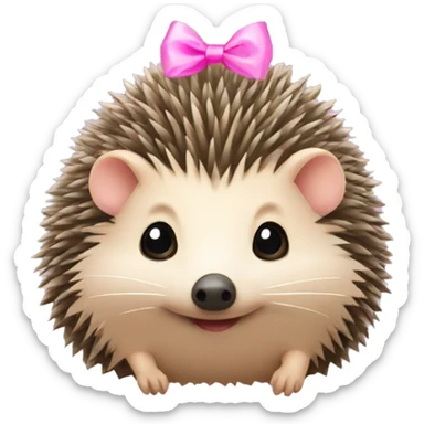 hedgehog with a pink bow sticker