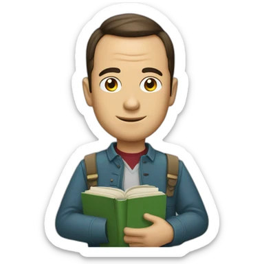 chico historiador con libros tipo sheldon cooper sticker