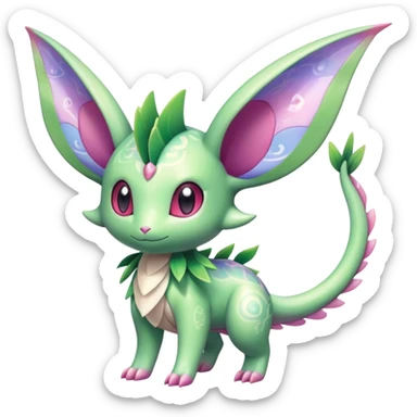 Shiny Exotic Cute Adorable Majestic Ethereal Sparkly Flygon-Espeon-Meganium-Shaymin-Hybrid-Creature with pattern-markings sticker
