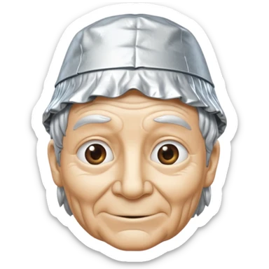 tin foil hat with smirking face sticker