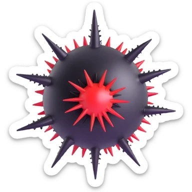 glossy virus with spikes similar to iOS emoji style sticker