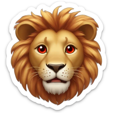 Lion face with red hearts in his eyes, he looks so much in love sticker