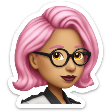 lady gaga pink hair pink lipstick wearing glasses  sticker