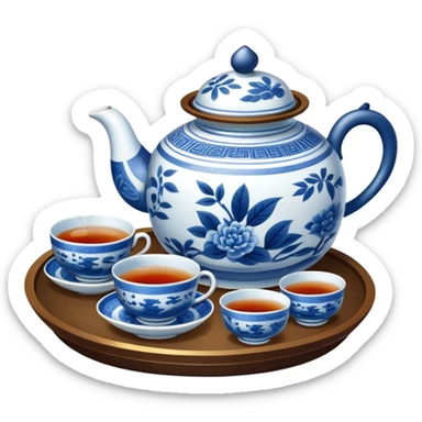 blue chinese tea ceremony sticker