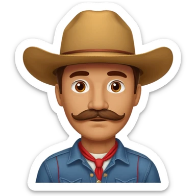red thick mustache man with a cowboy hat sticker