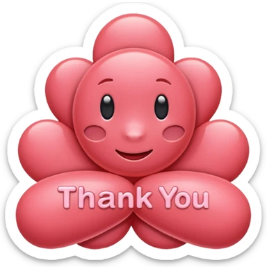 the words thank you in coral pink sticker