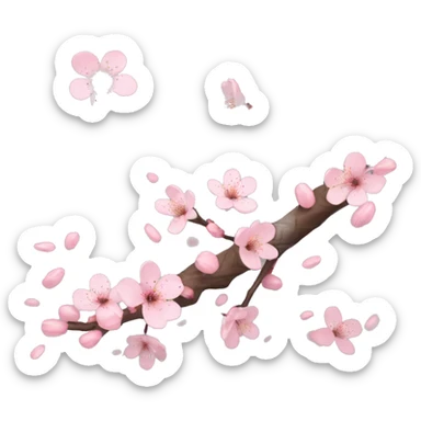 A cherry blossom tree branch with petals gently falling to the ground sticker