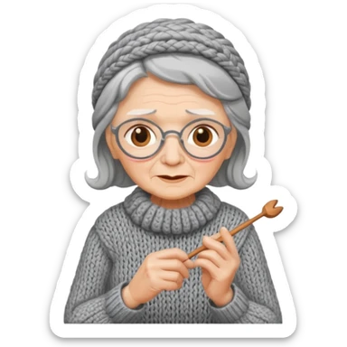 Old lady knitting  sticker
