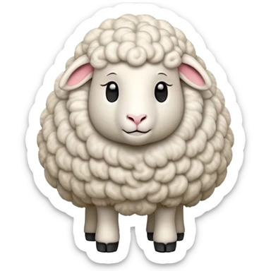 cinematic-[sheep]-realistic-full-body-standing-emoji,-tail-flicking-lazily,-head-tilted-dramatically,-curly-[white]-fur,-simplified-yet-realistic-focused-features,-highly-detailed,-glowing-with-an-almost-sarcastic-glow sticker