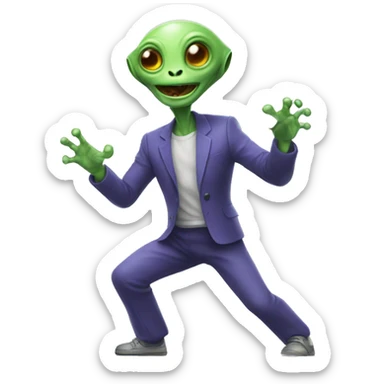 Alien dancing with his grandfather sticker
