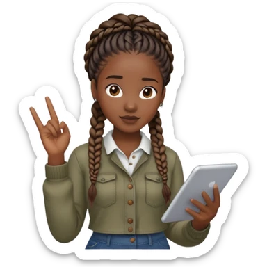 a black woman with braids no glasses teaching with casual clothes sticker