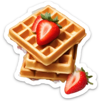 square waffles with cream and strawberries  sticker