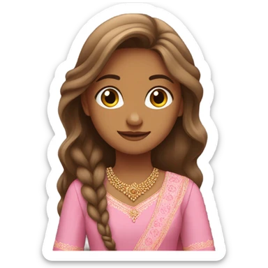 long hair girl wearing pink anarkali  sticker