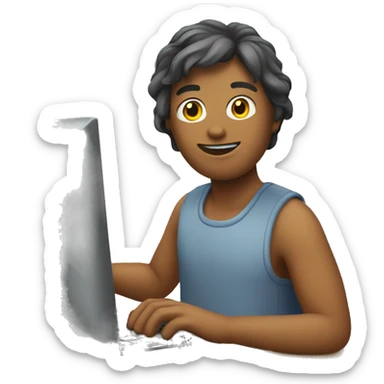 Person playing on pc sticker