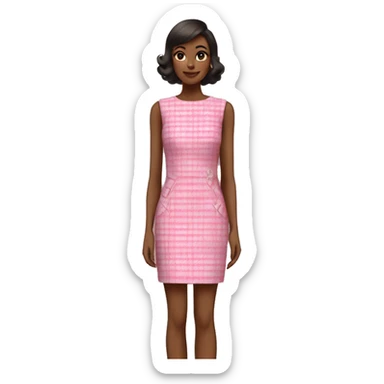 Pink plaid tweed sheath dress sticker