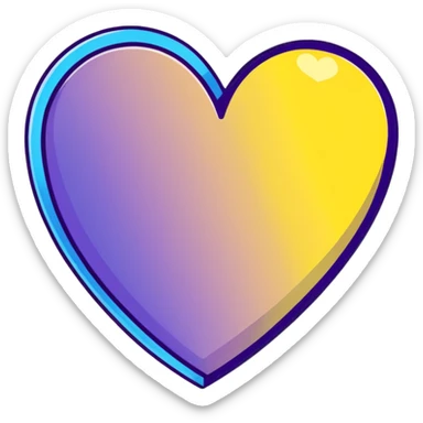 heart with yellow and blue gradient sticker