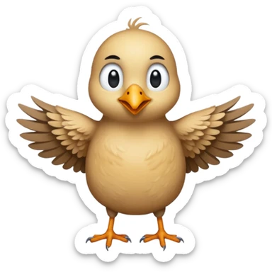 make an emoji of a bird wanting a hug, make the art colors human like and imperfect and the layout also imperfect a little human like sticker