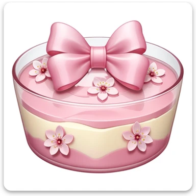 Sakura pudding shaped like a bow with cherry blossom petals sticker