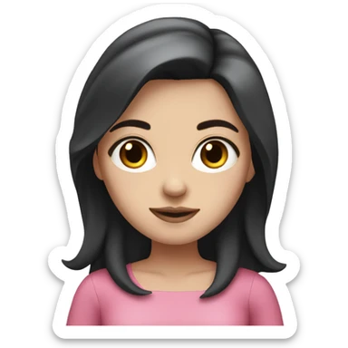 white girl with dark hair, dark eyes and pink dress sticker