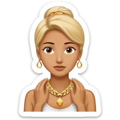 women with her hands crossed on her neck sticker