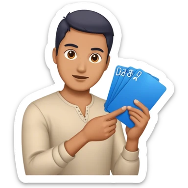  Man holding a blue card, playing ddakji sticker