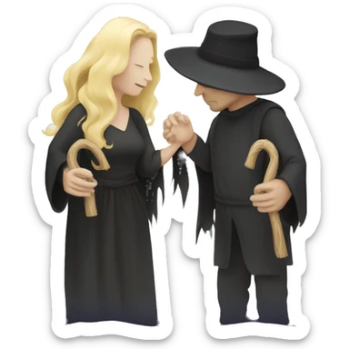 Witchy man and woman hand fasting  sticker