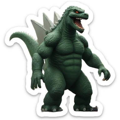 Godzilla destroying town sticker