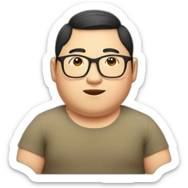 Asian chubby guy with glasses sticker