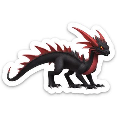 cool edgy black and red Dark-type nargacuga dragon Pokémon full body sticker