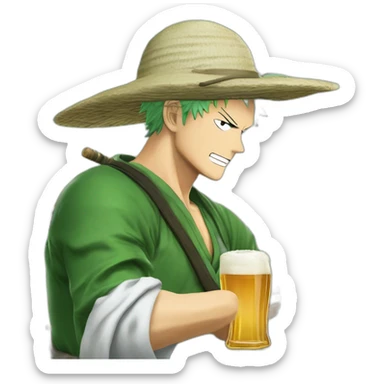 Roronoa zoro qui bois une bière ￼ sticker