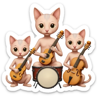 Hairless cat trio music band sticker