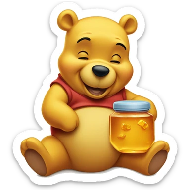 Winnie the Pooh eating honey sticker