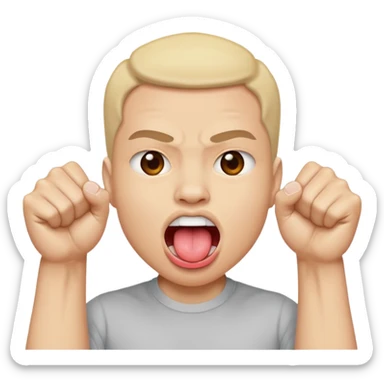 Tongue out face with two fists stacked on top of eachother below the face sticker