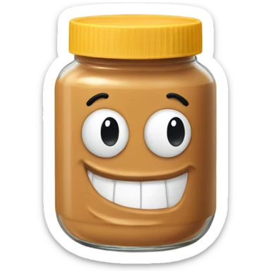 Jar of peanut butter with a happy face sticker