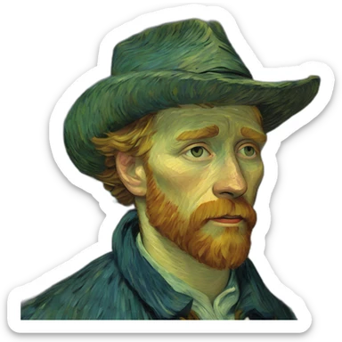 Corazón pintado con la noche estrellada de van Gogh sticker