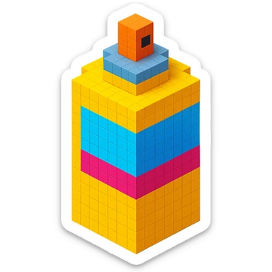 voxel style spray paint can, generic color, isometric view sticker