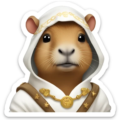 capybara in a princess leia costume sticker