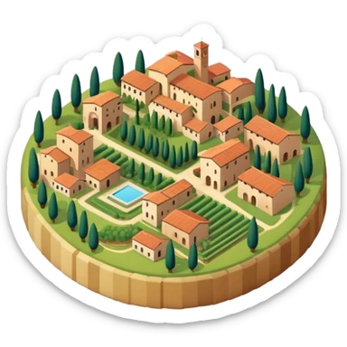 italian tuscany countryside isometric sticker