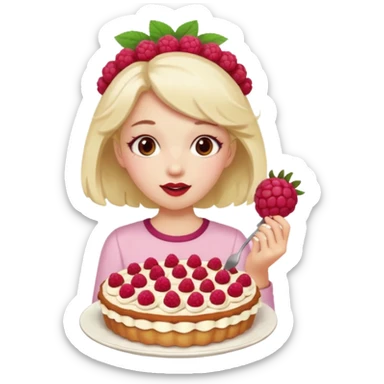 Raspberry torte human full body and legs girl with a raspberry barrette on her head sticker