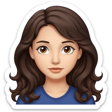 mujer pelo ondulado largo color marron oscuro, ojos marrones oscuros sticker
