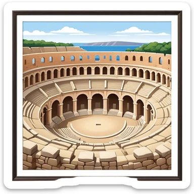 Pula Arena Landmark Emoji – Depicting the Roman amphitheater with its large stone arches. sticker